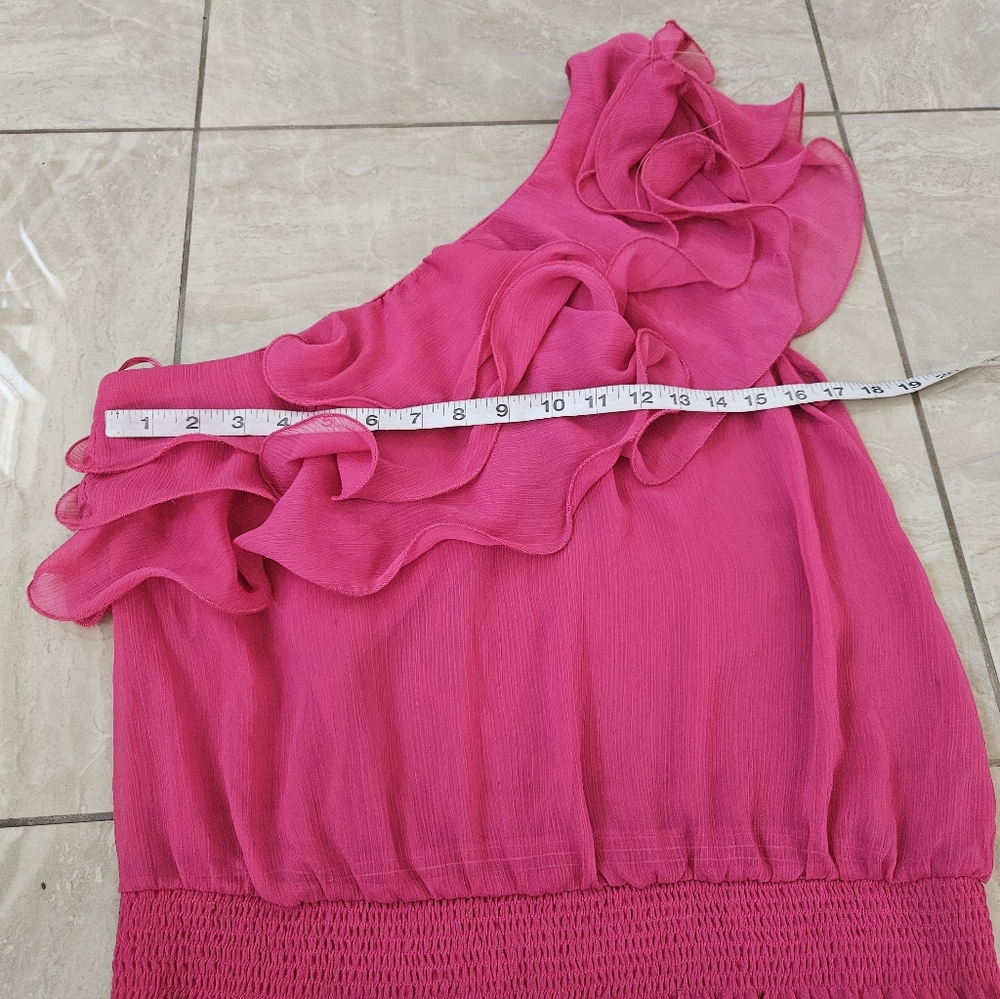 Pink Ruffled One-Shoulder Top Size L - Picture 4 of 14